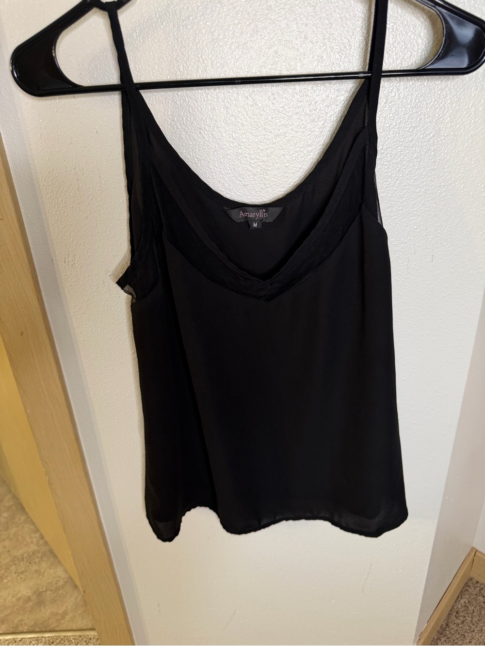 Amaryllis Black Sheer Trim V-Neck Camisole
